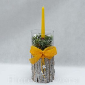 Vianočná dekorácia so sviečkou žltá